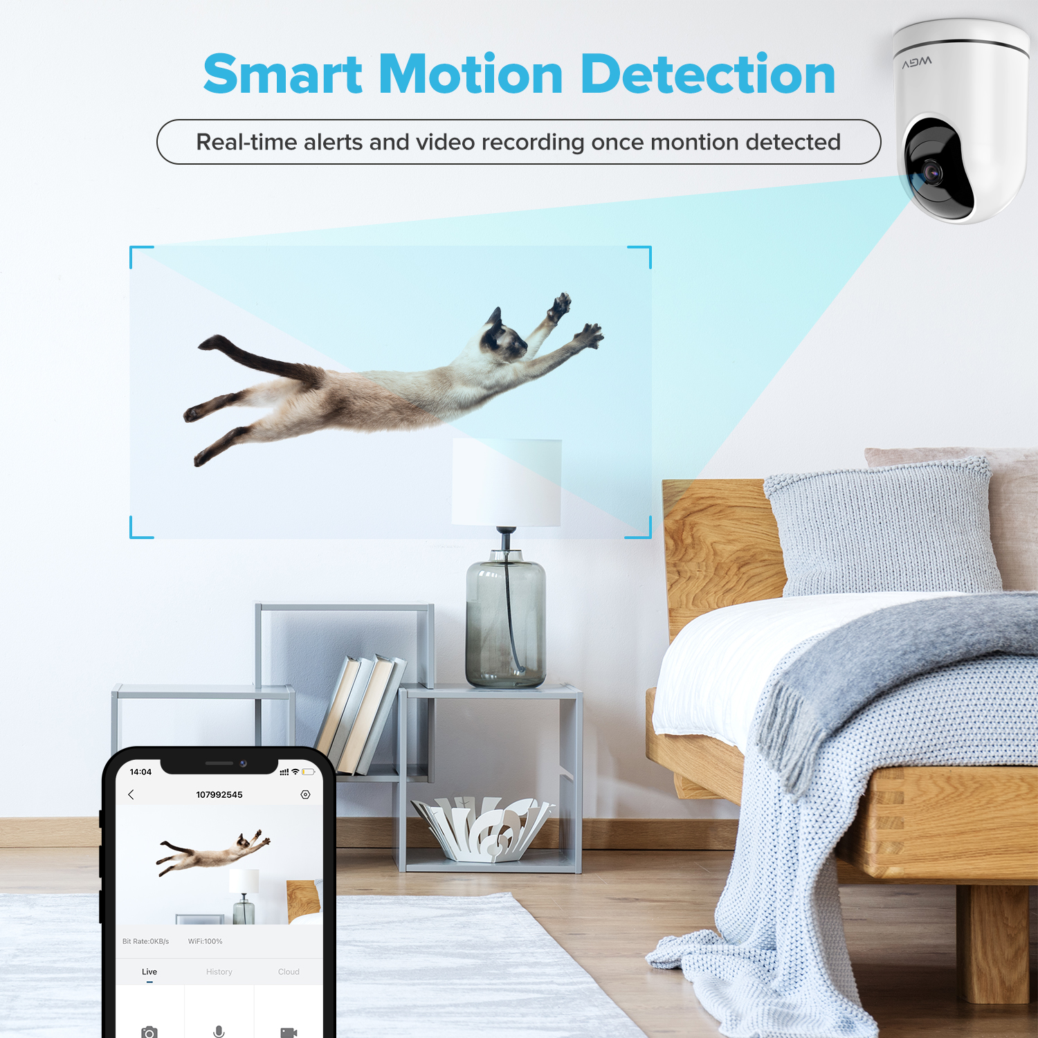 WGV Security Camera -2K Cameras for Home Security with Smart Motion Dection, Night Vision, Two-Way Audio,Cloud & SD Card Storage,Work with Alexa, Ideal Indoor Camera for Baby Monitor/ Pet Camera - Image 8